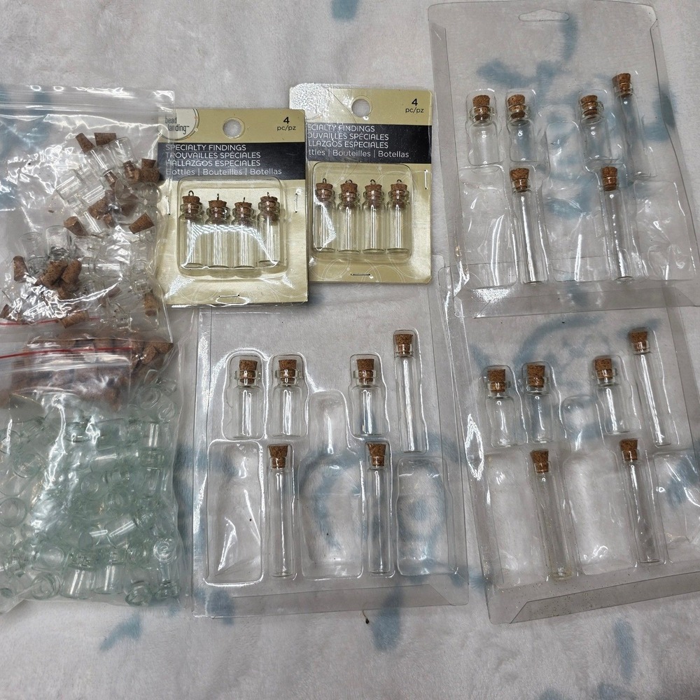 Bead Landing Miniature Glass Bottles with Corks Bulk Lot Jewelry Making Vials